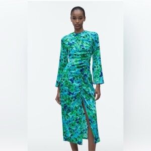Zara Floral Green and Blue Dress